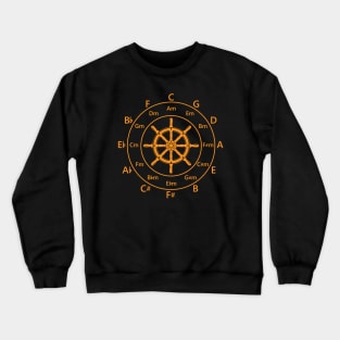 Circle of Fifths Ship Steering Wheel Orange Crewneck Sweatshirt